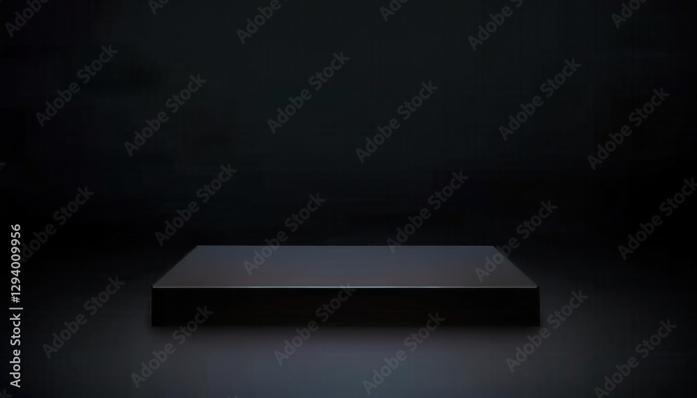 Aufkleber minimalist illuminated display platform for product presentation with dark background and subtle light accent