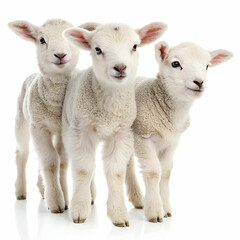 Obraz premium baby lambs with white background