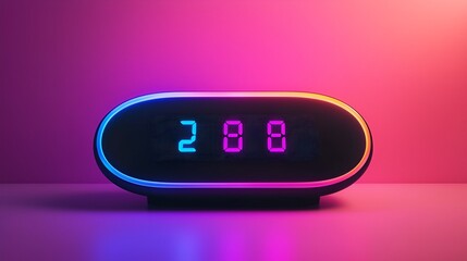 Digital clock displaying 288 in vibrant neon lighting