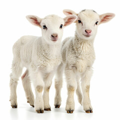 Obraz premium baby lambs with white background