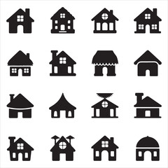 set vector various home icon silhouettes