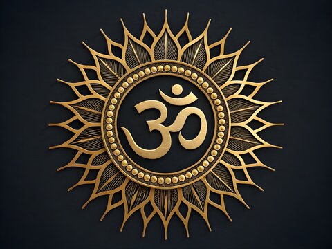 om symbol on black background