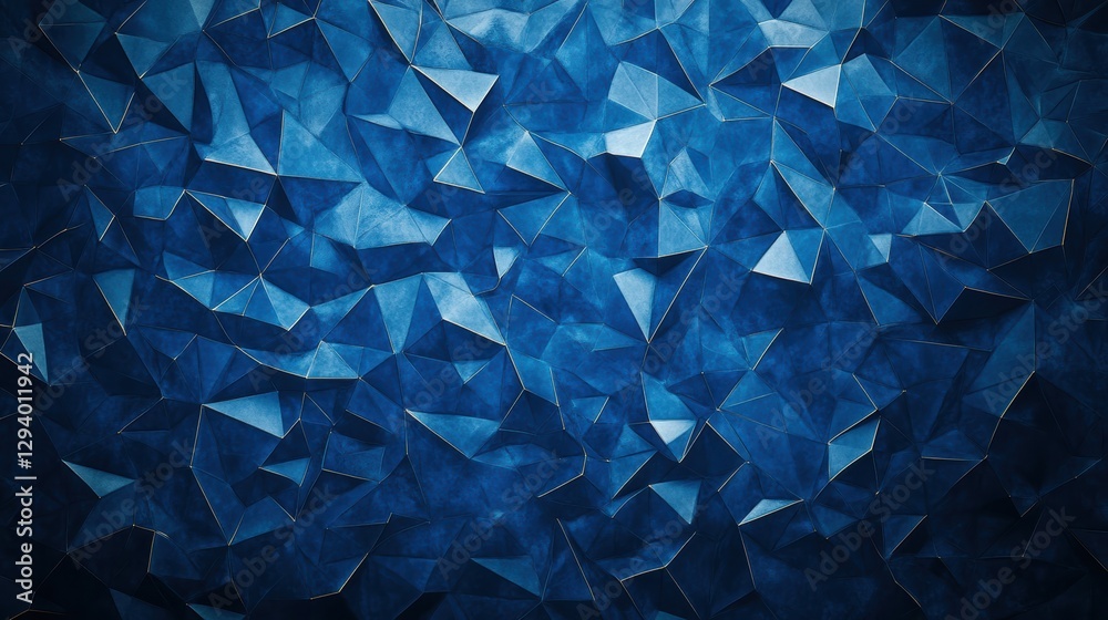 Poster geometric blue background with abstract triangular patterns