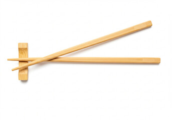 Naklejka premium A smooth bamboo chopstick set, ideal for Asian cuisine, food photography, and sustainable tableware