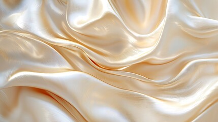 Obraz premium Luxurious flowing ivory silk cloth with light reflections and soft folds against a smooth background