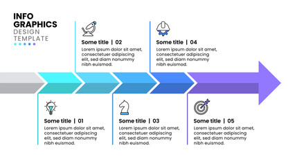 Infographic template. Arrow with 5 steps and icons