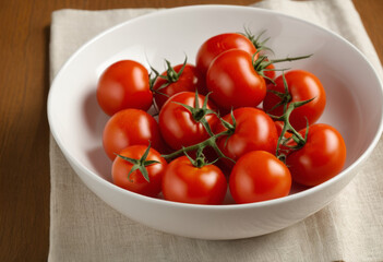 Close up Tomatoes on a table on a bowl