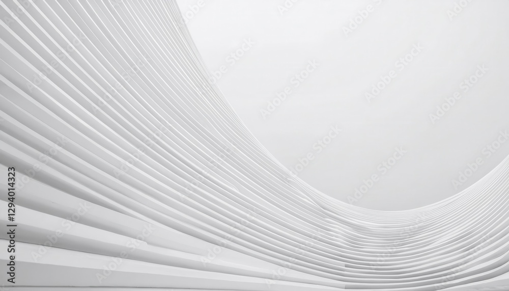 Poster abstract white curves flowing on smooth surface, modern minimalistic design for background and digital art