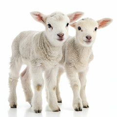 Fototapeta premium baby lambs with white background