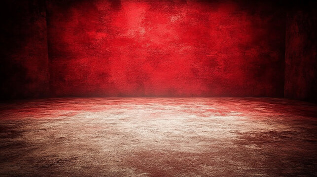 Red Concrete Room Interior Background .red background