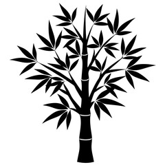 Bamboo Tree Silhouette Vector Icon High-Quality Design on White Background.