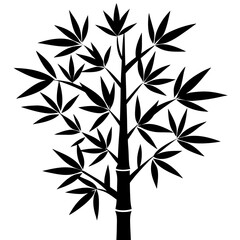 Bamboo Tree Silhouette Vector Icon High-Quality Design on White Background.