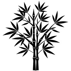 Bamboo Tree Silhouette Vector Icon High-Quality Design on White Background.