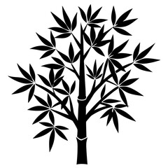 Bamboo Tree Silhouette Vector Icon High-Quality Design on White Background.