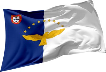 waving flag of azores on transparent background