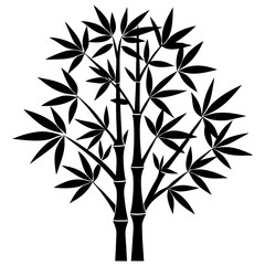 Bamboo Tree Silhouette Vector Icon High-Quality Design on White Background.