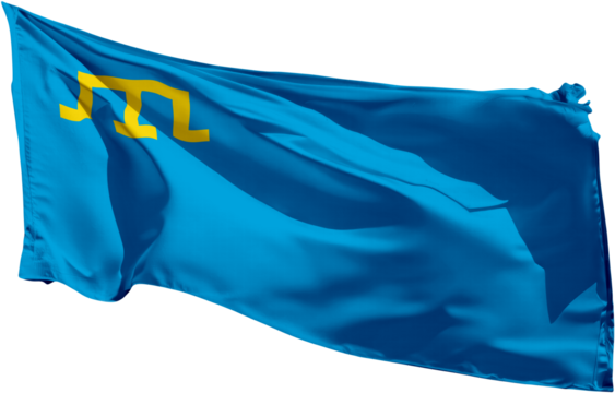 waving flag of crimean tatar on transparent background