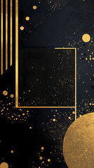 Black and gold background with geometric patterns
