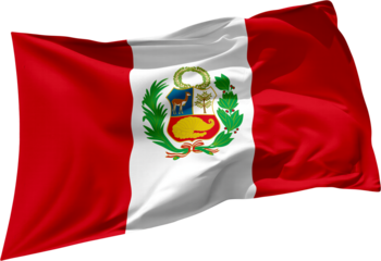 waving flag of peru on transparent background