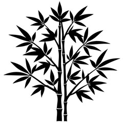 Bamboo Tree Silhouette Vector Icon High-Quality Design on White Background.