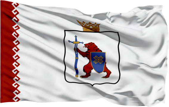 waving flag of mari el on transparent background