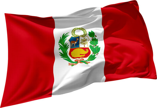 waving flag of peru on transparent background