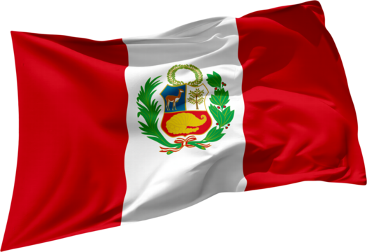 waving flag of peru on transparent background