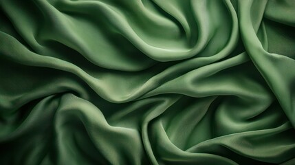 Emerald green silk drapes, luxurious texture, elegant background