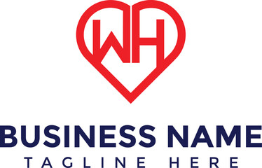 WH and heart vector logo icon