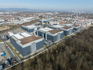 Data center building, Frankfurt 4, large scale computer and IT infrastrucutre in Germany.