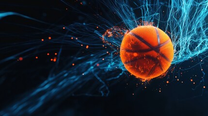 Where Lines and Spheres Collide: A Dynamic Composition of a Basketball Against a Canvas of Textured Brushstrokes and Framed Geometry
