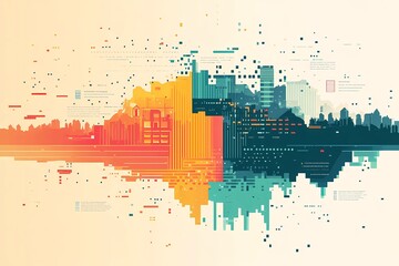 Fototapeta premium An infographic of fragmented and defragmented data using a before-and-after visual