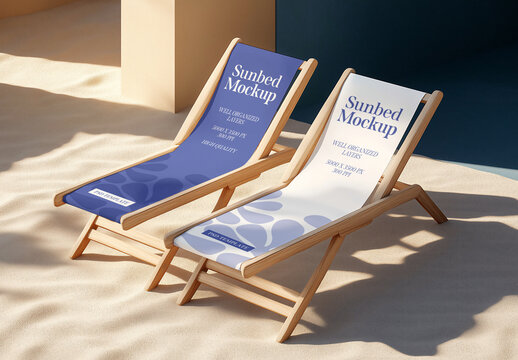 Sunbed Beach Branding and Advertising Mockup