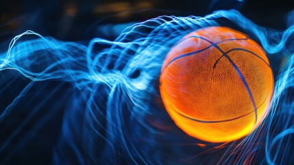 Where Lines and Spheres Collide: A Dynamic Composition of a Basketball Against a Canvas of Textured Brushstrokes and Framed Geometry