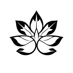 Black-and-White Lotus Flower: Elegant Vector Graphic with a Stylized Design.