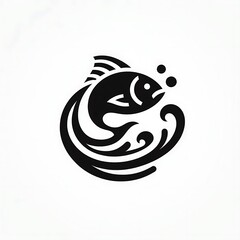 Fototapeta premium Abstract stylized fish logo design with water swirl.