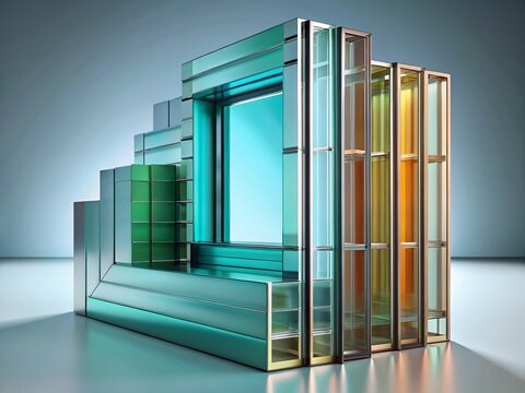 Insulating Glass Units: Layers Visible, Isolated on Background