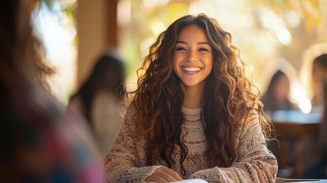 Student's sunny disposition during tutoring session, design for back to school promotions.