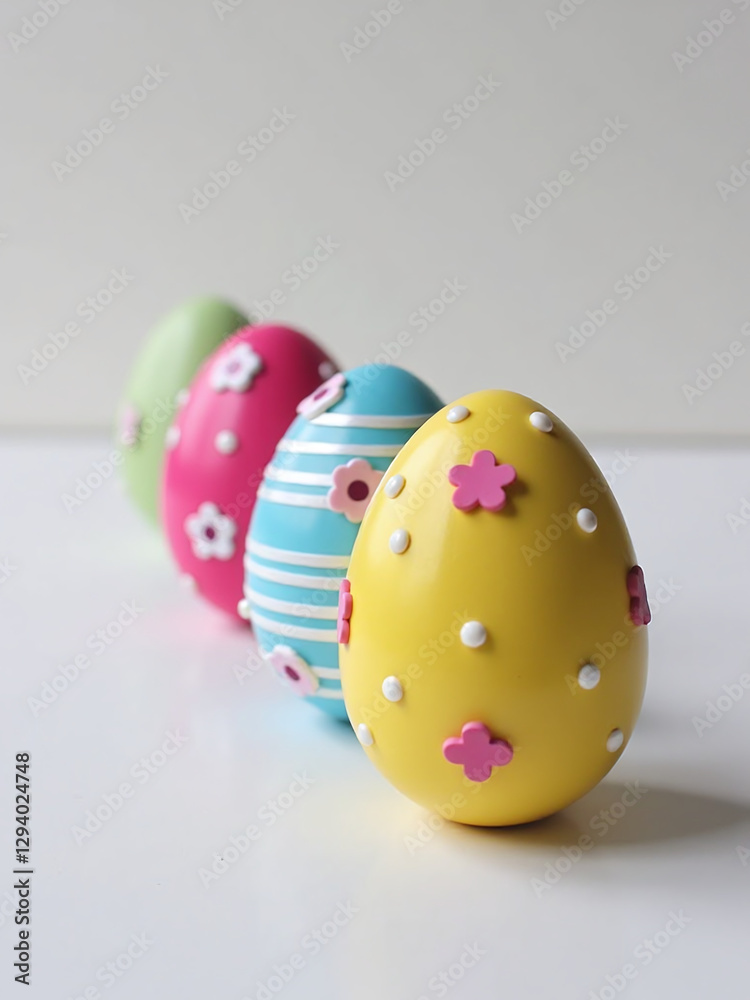 Aufkleber A Vibrant Display Of Colorfully Decorated Easter Eggs In A Single Row Adds Festive Charm To Any Table Setting Easily.