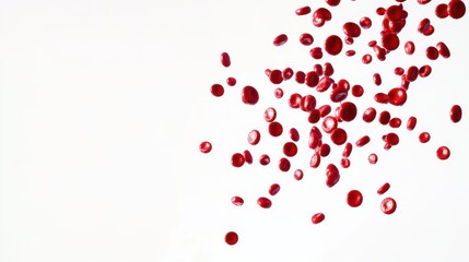 Red Blood Cells Floating on White Background in Abstract Design