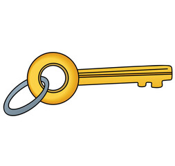 Cute cartoon hand drawn vector key clipart.