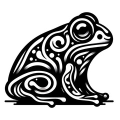 Obraz premium Ornate frog graphic design, stylized in black and white.