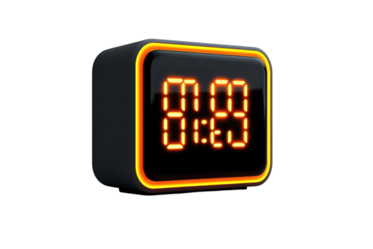 Modern Alarm Clock with Digital Display: Isolated on Transparent Background - Powered by Adobe
