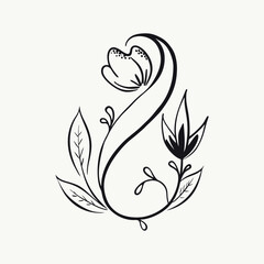 Floral Illustration Flower Line Art Elegant Botanical Drawing | Minimalist Hand-Drawn Bloom
