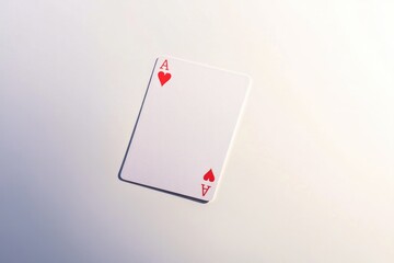 Obraz premium minimalistic shot of single card from deck placed flat on gradient white-to-gray background