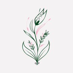 Floral Illustration Flower Line Art Elegant Botanical Drawing | Minimalist Hand-Drawn Bloom