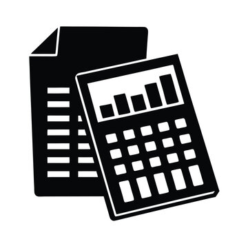 black calculator and document icon clip art preview