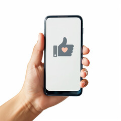 hand holding smartphone with an approval sign 