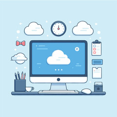 computer, technology, digital, business, communication, laptop, tech, device, design, pc, work, internet, office, web, desktop, monitor, employee, information, modern, data, electronic, vector, backgr