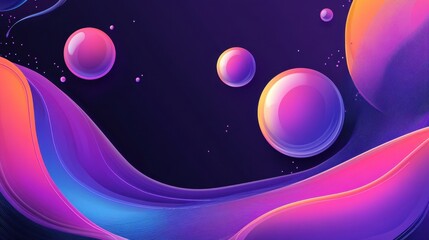 Deep black background with floating iridescent bubbles reflecting soft rainbow colors